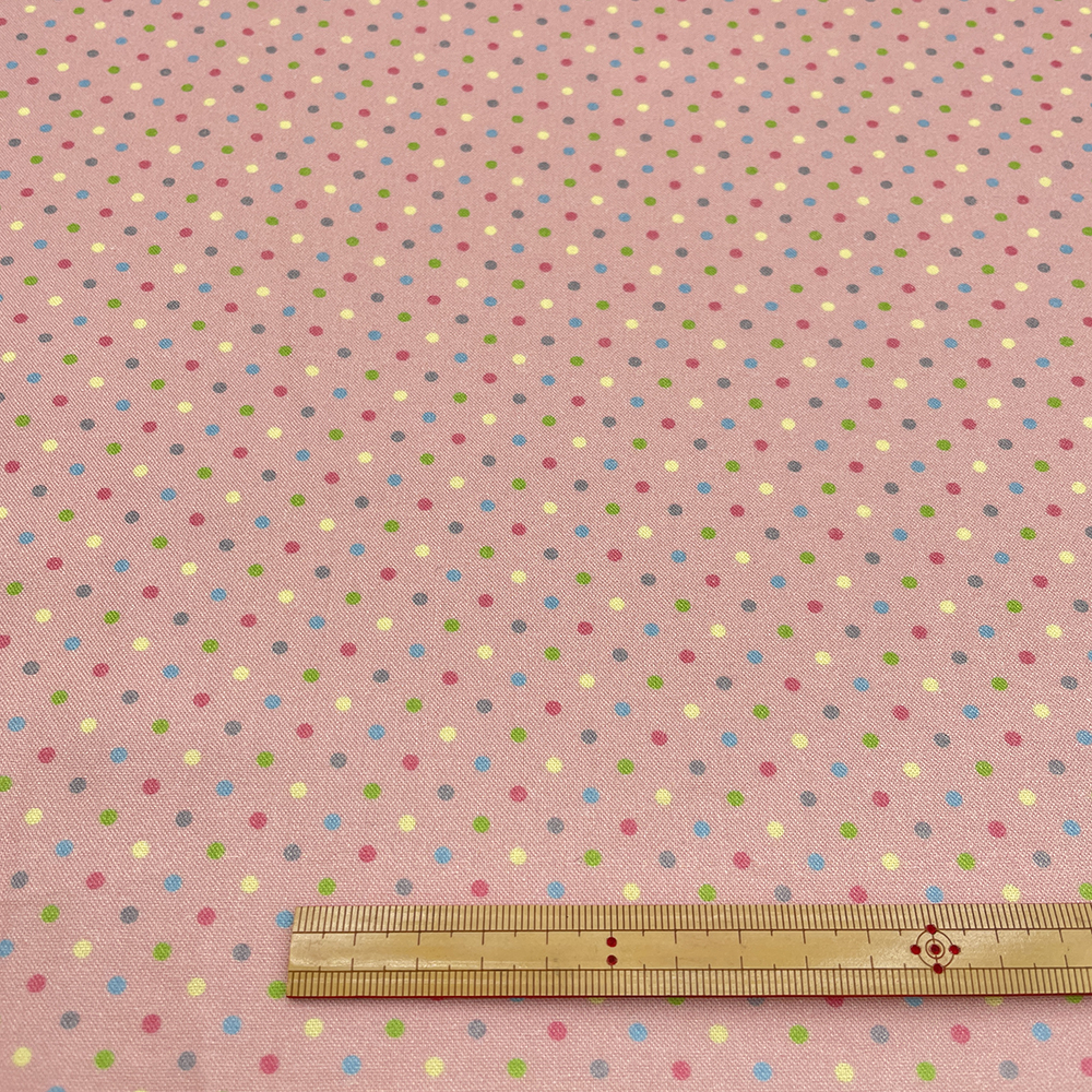 textile pantry　JUNKO MATSUDA　カラフルドット　シーチング生地　ピンク